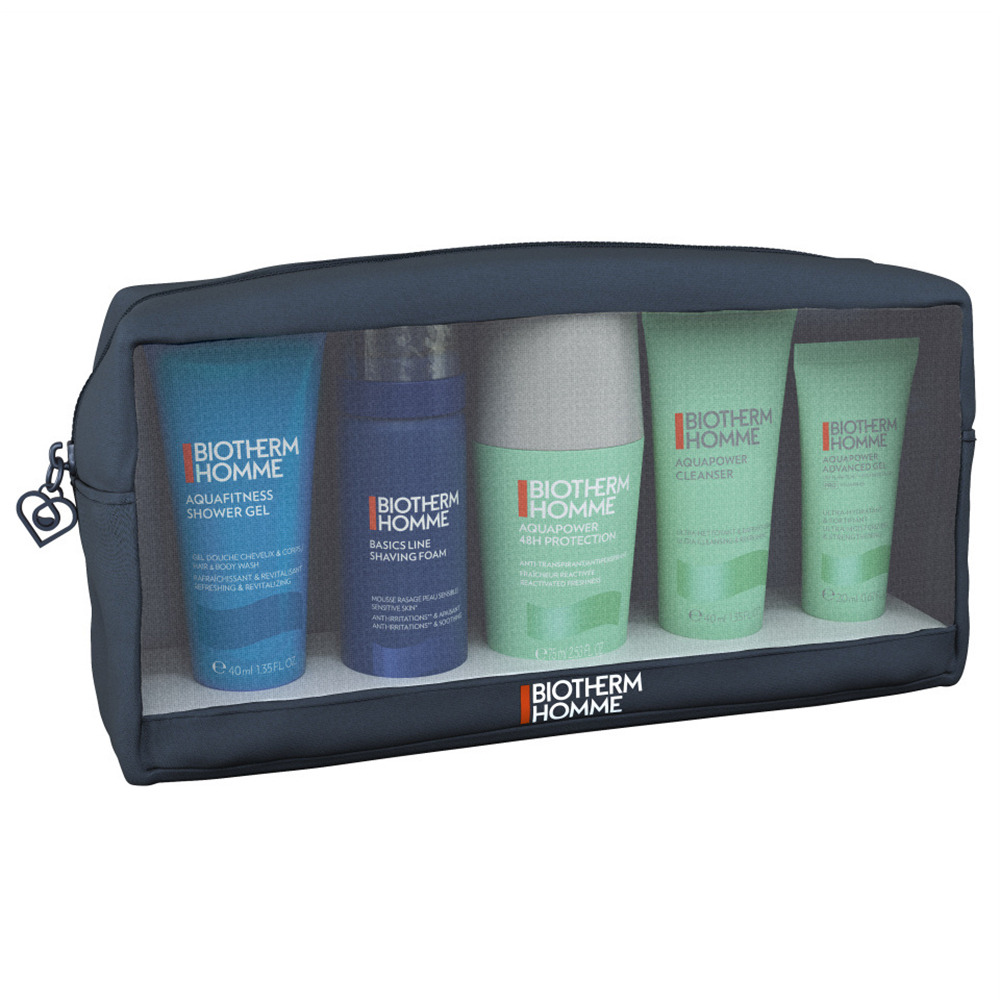 [6543090] Biotherm - Homme Aquapower Routine Pouch Set (Cleanser 40ml + Shower Gel 40ml + Shaving Foam 50ml + Deo Roll On 75ml + Advanced Gel 20ml)